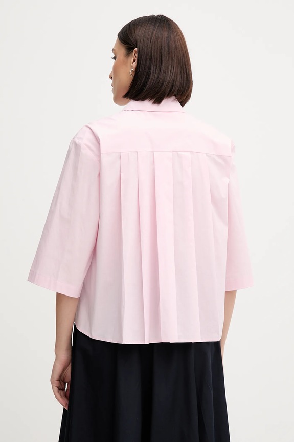 Ρούχα Βαμβακερό πουκάμισο Sisley 5WMELQ08V ροζ