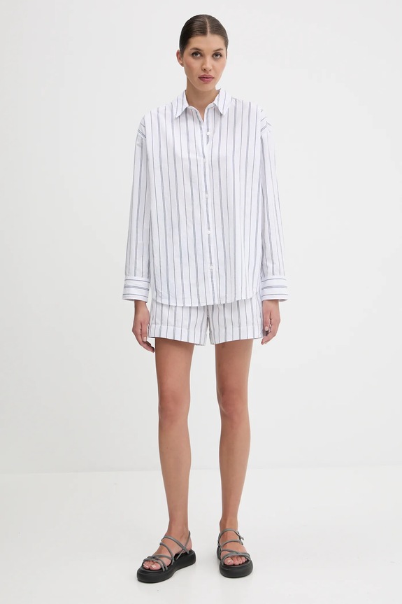 Βαμβακερό πουκάμισο Abercrombie & Fitch KI140.5150.106 λευκό SS25