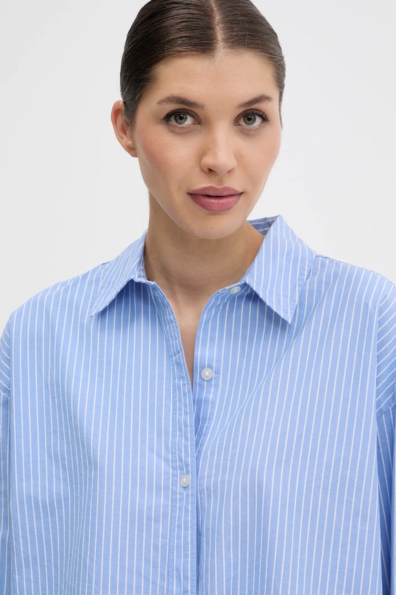 Βαμβακερό πουκάμισο Abercrombie & Fitch μπλε KI140.5150.217