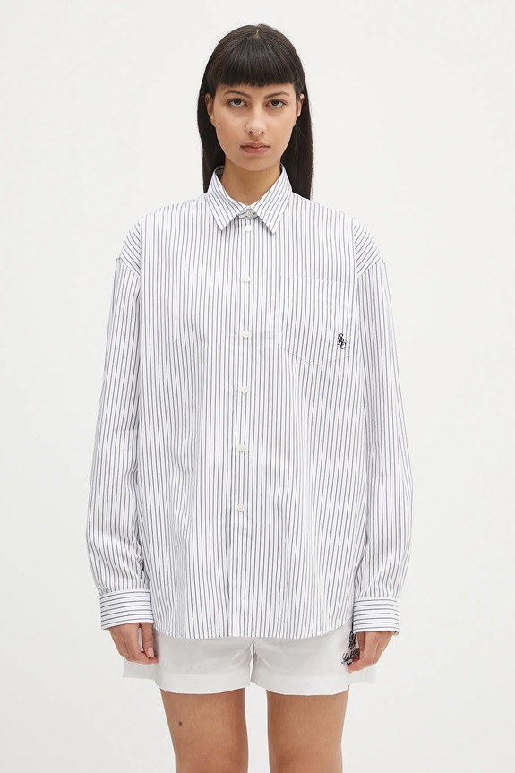 Sporty & Rich koszula bawełniana Src Oversized wzorzyste niebieski SI006606302ST02
