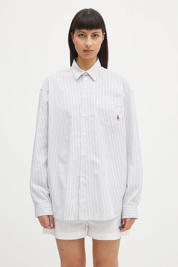Sporty & Rich koszula bawełniana Src Oversized wzorzyste niebieski SI006606302ST02