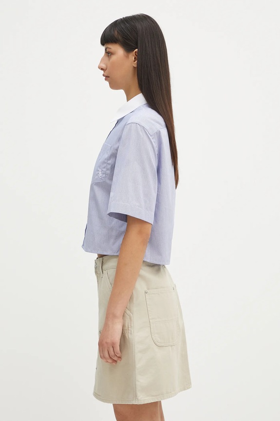 Sporty & Rich cămașă din bumbac Src Cropped SI018606302ST02 albastru SS25