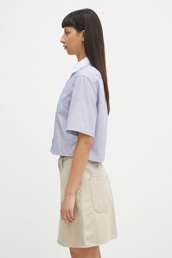 Sporty & Rich cămașă din bumbac Src Cropped SI018606302ST02 albastru SS25