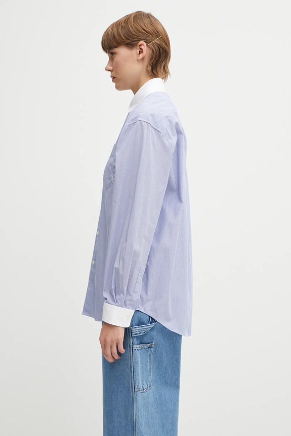 Бавовняна сорочка Sporty & Rich Src Oversized SI019606302ST02 блакитний SS25