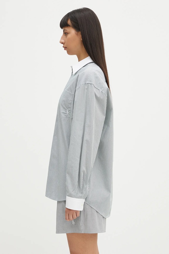Sporty & Rich koszula bawełniana Src Oversized SI019606302ST71 zielony SS25