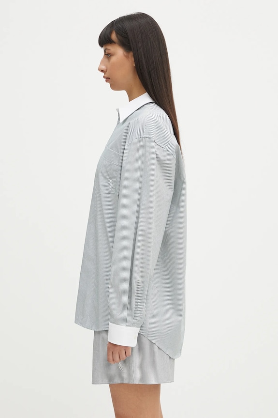 Sporty & Rich koszula bawełniana Src Oversized SI019606302ST71 zielony SS25