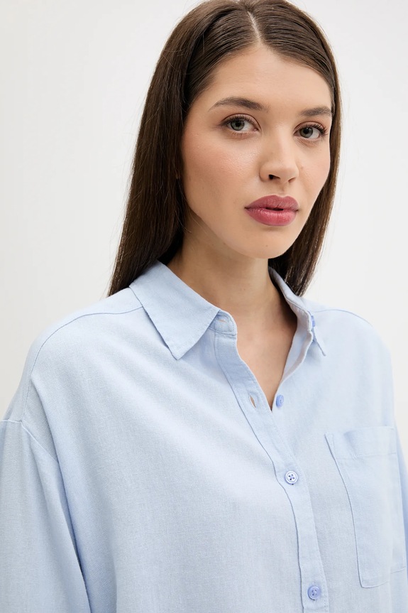 Lněná košile Hollister Co. modrá KI340.5162.210