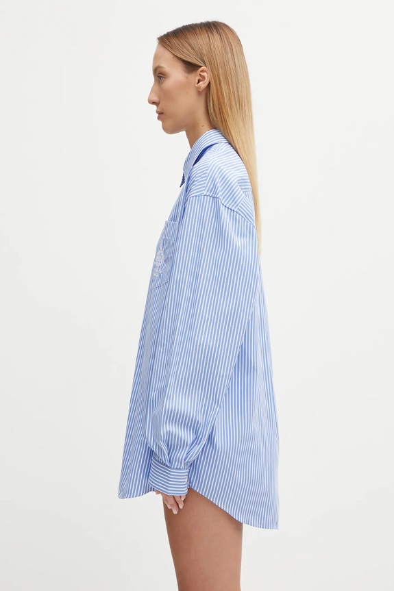Хлопковая рубашка Sporty & Rich Crown Tennis Oversized SI006621304ST08 голубой AW25