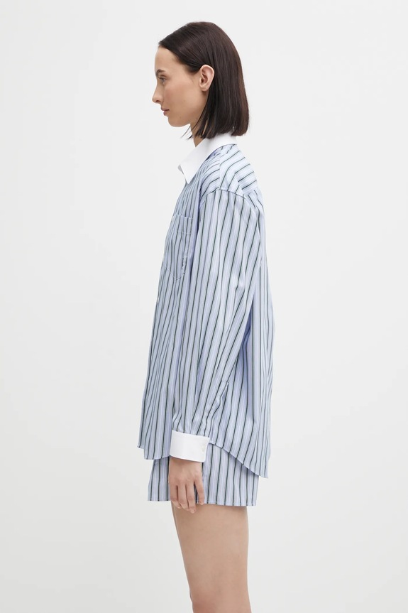 Хлопковая рубашка Sporty & Rich Src Oversized SI019621302MU02 голубой AW25
