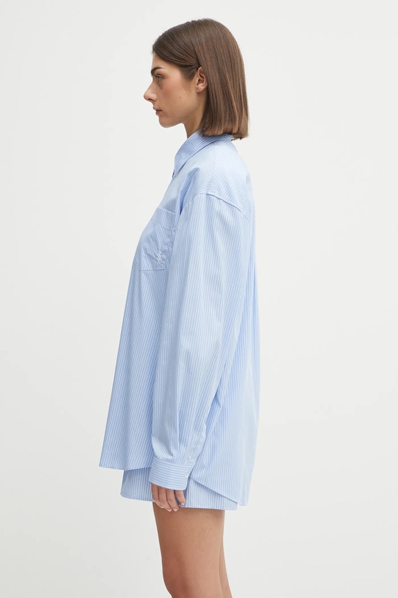 Бавовняна сорочка Sporty & Rich Src Oversized SI006602302ST08 блакитний SS25