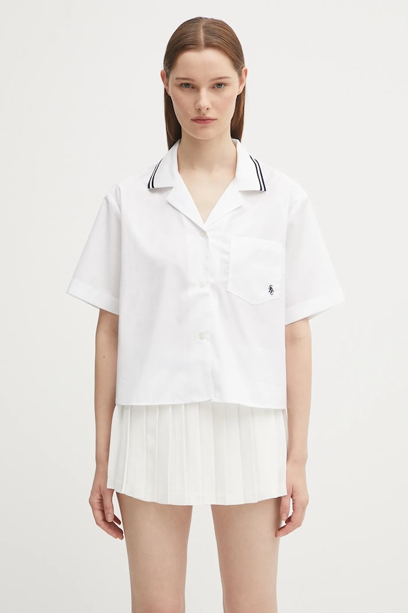 Sporty & Rich koszula bawełniana Src Sailor gładkie biały SI023602302WH01