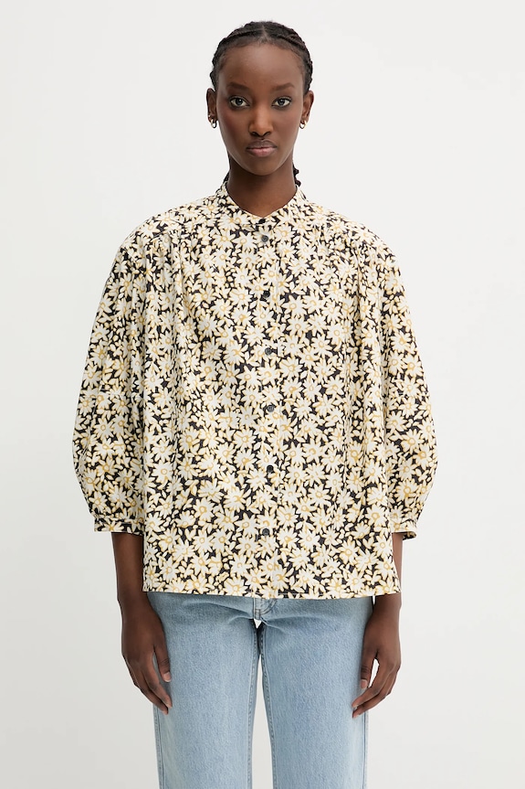 Pamučna košulja Maison Kitsuné Maxi Sleeve relaxed crna OW00417WC5048