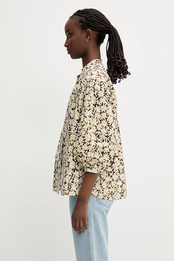Pamučna košulja Maison Kitsuné Maxi Sleeve OW00417WC5048 crna SS25