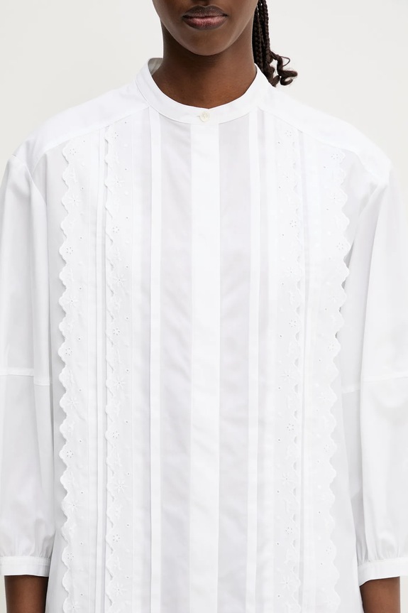 Хлопковая рубашка Maison Kitsuné Crafted Embroidery белый OW00428WC5010