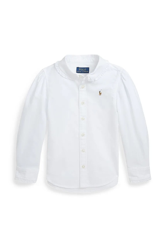 Детская хлопковая рубашка Polo Ralph Lauren длинный белый 312929954001