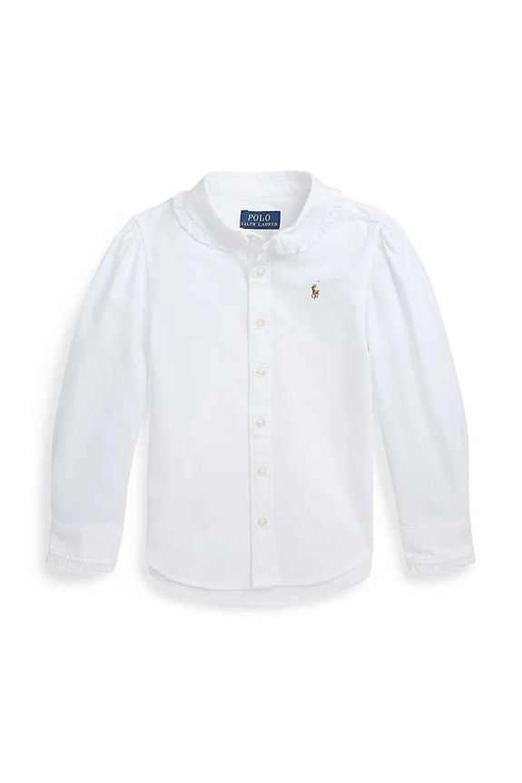 Детская хлопковая рубашка Polo Ralph Lauren длинный белый 312929954001