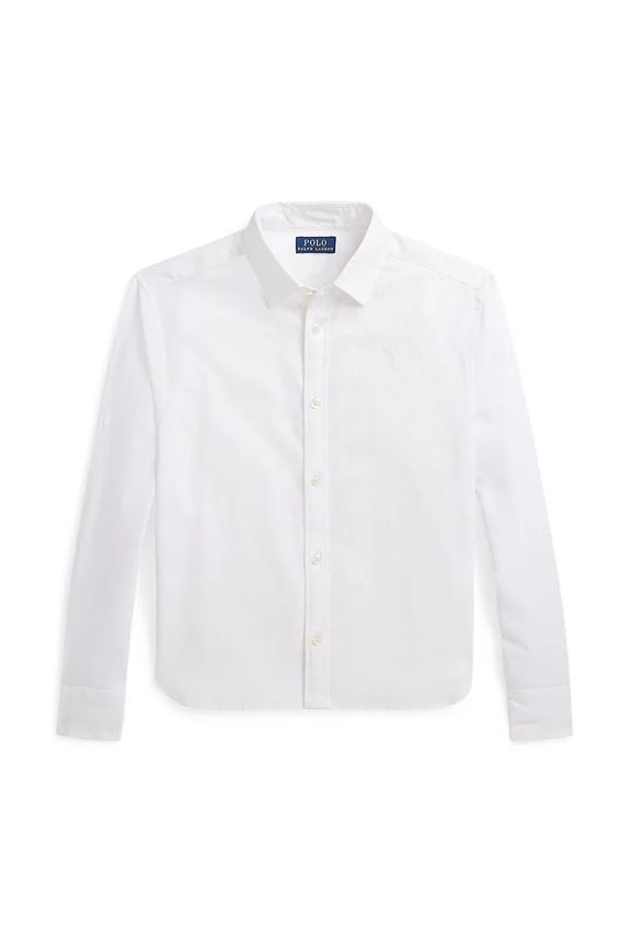Dječja lanena košulja Polo Ralph Lauren bez uzorka bijela 313964549001
