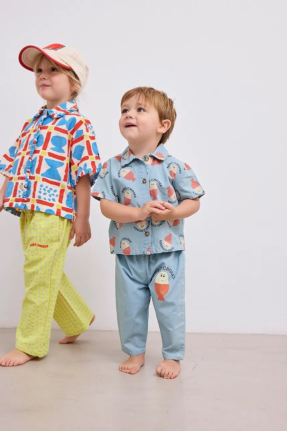 Bobo Choses cămașă din bumbac pentru bebeluși Morning Egg 125AB026 albastru
