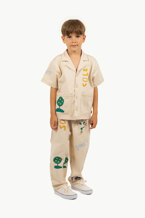 Detská bavlnená košeľa Tinycottons ARTSY TREE SHIRT béžová SS25.201