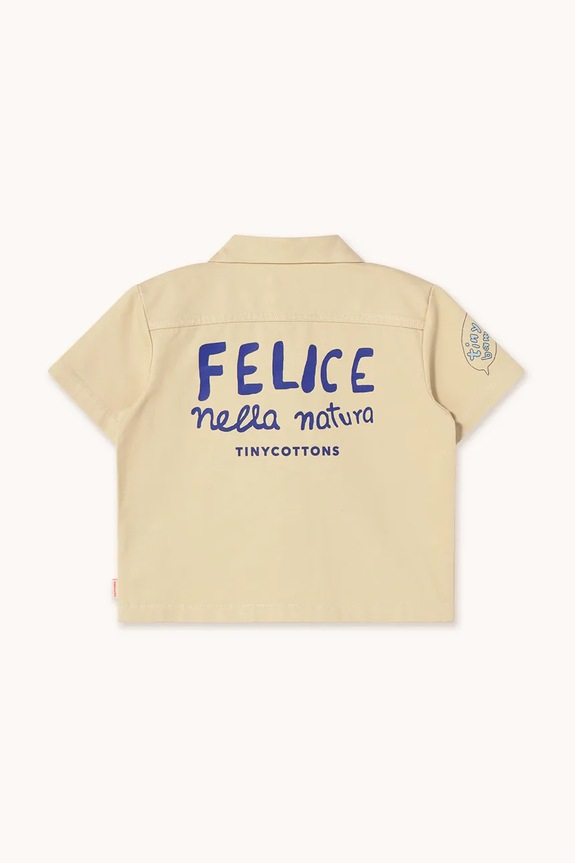 Chlapec Detská bavlnená košeľa Tinycottons ARTSY TREE SHIRT SS25.201 béžová