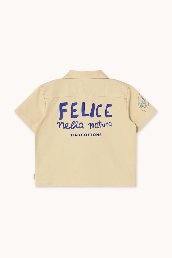 Chlapec Detská bavlnená košeľa Tinycottons ARTSY TREE SHIRT SS25.201 béžová