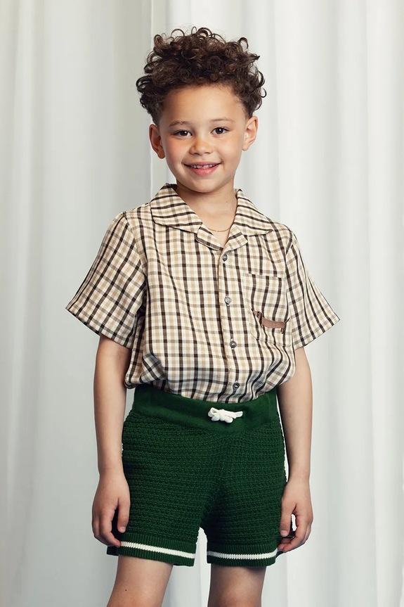 Πουκάμισο Mini Rodini Gingham εμπριμέ μπεζ 2522016013