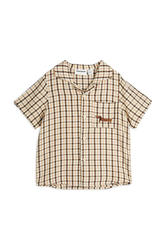 Πουκάμισο Mini Rodini Gingham 2522016013 μπεζ SS25