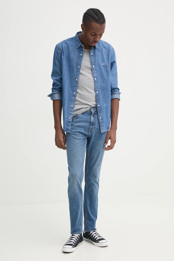 Odzież Tommy Jeans koszula jeansowa DM0DM21102 niebieski