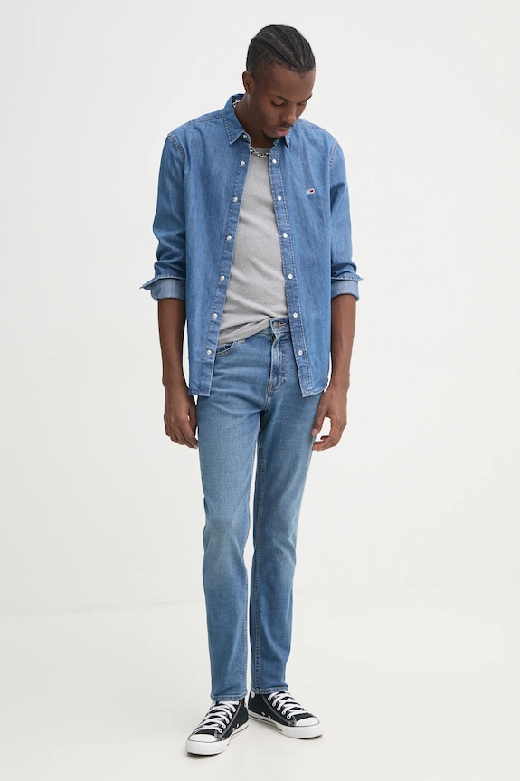 Odzież Tommy Jeans koszula jeansowa DM0DM21102 niebieski