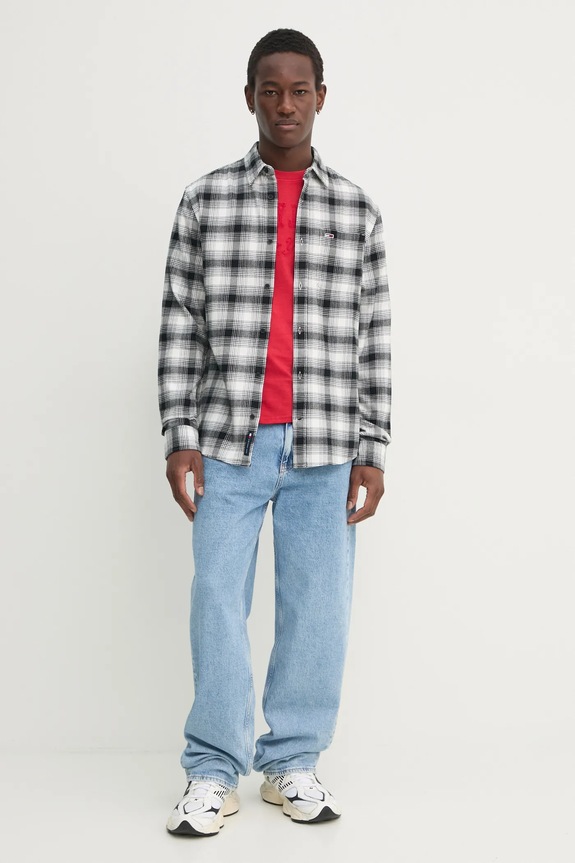 Ρούχα Πουκάμισο Tommy Jeans DM0DM20670 μαύρο