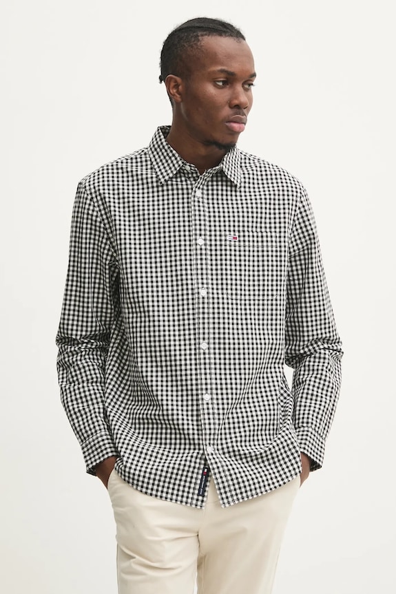Bavlněná košile Tommy Jeans regular černá DM0DM21115