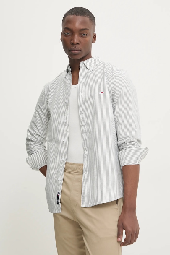 Tommy Jeans koszula bawełniana klasyczny szary DM0DM20668