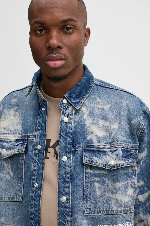 Karl Lagerfeld Jeans koszula jeansowa niebieski A1M16013