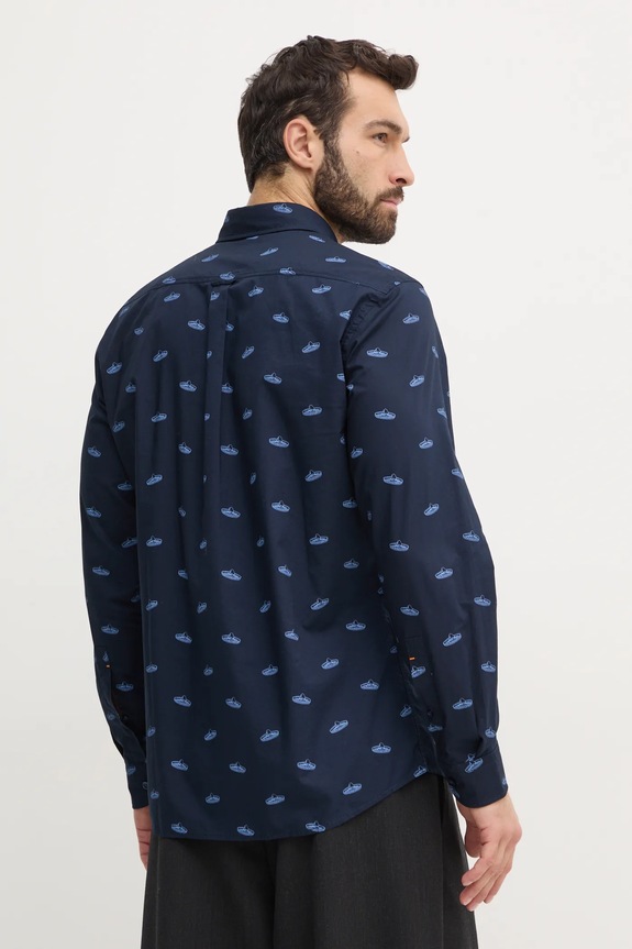 Pamučna košulja Boss Orange mornarsko plava 50530835