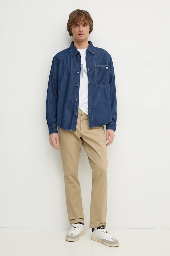Calvin Klein Jeans camasa jeans J30J327022 albastru SS25