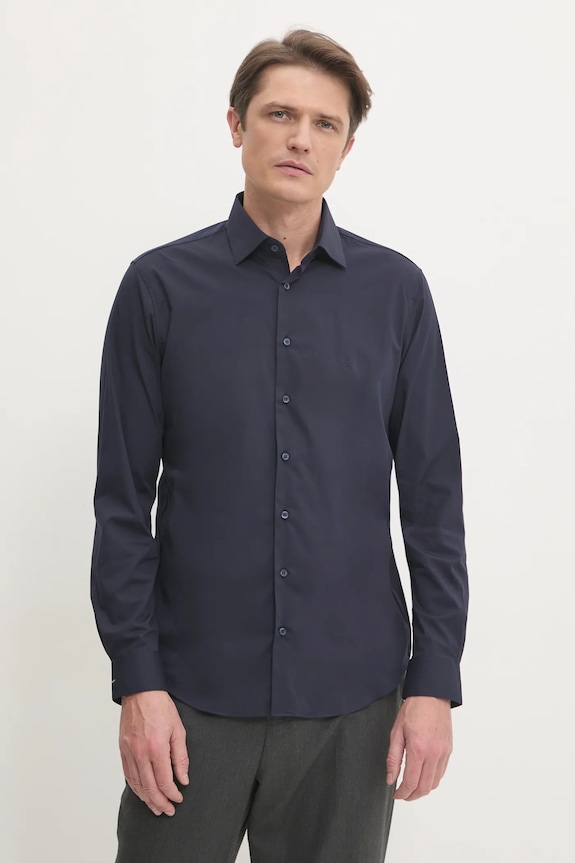 Košeľa Calvin Klein jednofarebný tmavomodrá K10K109509