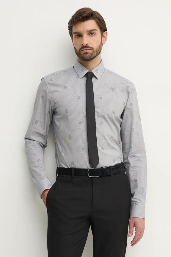 BOSS cămașă din bumbac lung negru 50533044