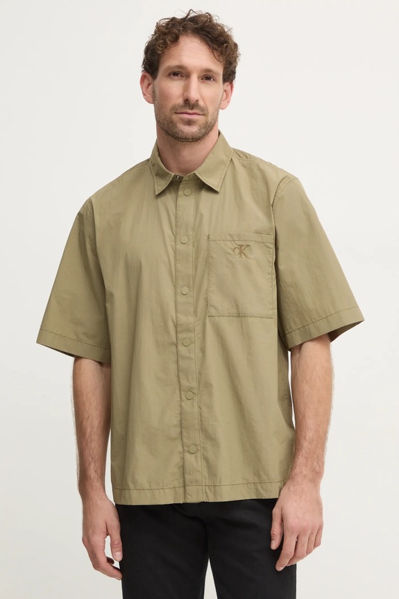 Košile Calvin Klein hladký zelená KM0KM01086