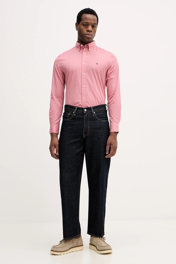 Tommy Hilfiger Cămașă bărbătească din bumbac MW0MW37550 roz SS26