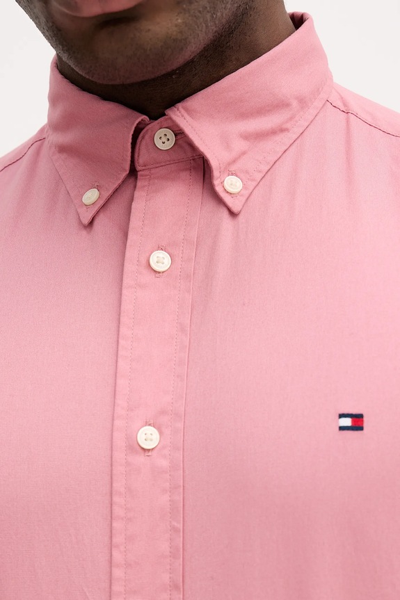 Tommy Hilfiger Cămașă bărbătească din bumbac MW0MW37550 roz