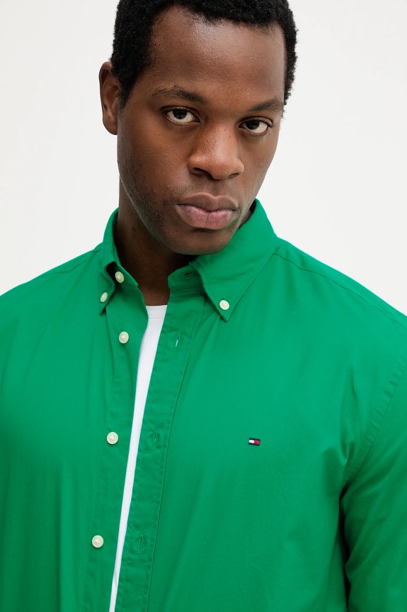 Tommy Hilfiger férfi pamut ing zöld MW0MW37550