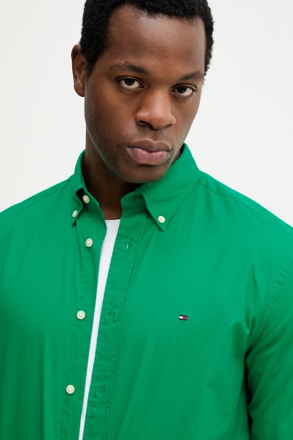 Tommy Hilfiger férfi pamut ing zöld MW0MW37550