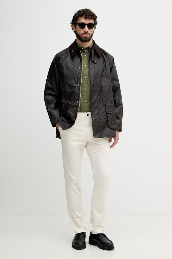 Tommy Hilfiger πουκάμισο ανδρικό βαμβακερό MW0MW37550 πράσινο SS26