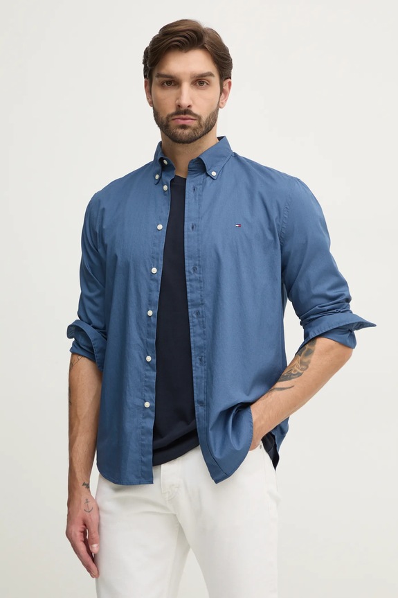 Tommy Hilfiger koszula męska bawełniana niebieski MW0MW37550
