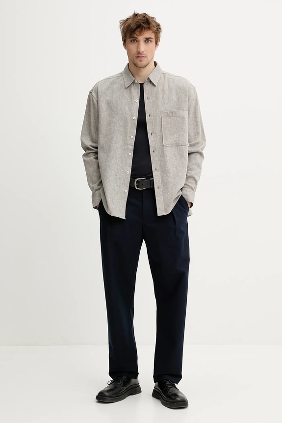 IRO camicia di lino MP18ARIC beige SS25