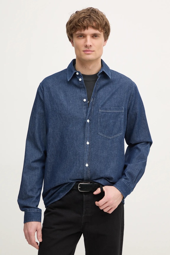 Samsoe Samsoe camasa jeans lung bleumarin M24400042