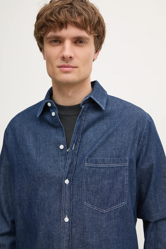 Samsoe Samsoe camasa jeans M24400042 bleumarin