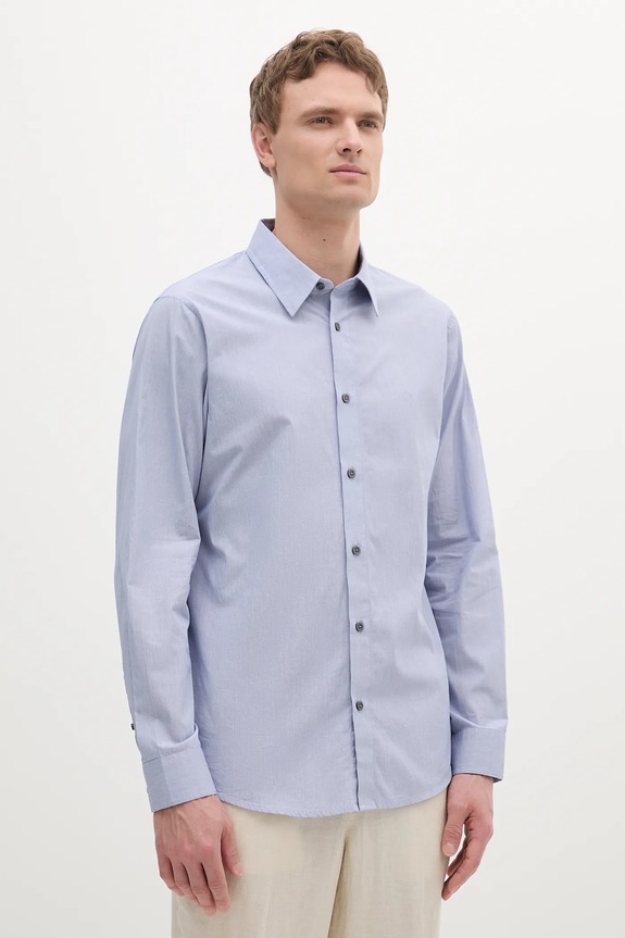 Armani Exchange camicia in cotone regolare blu XM000445.AF13007