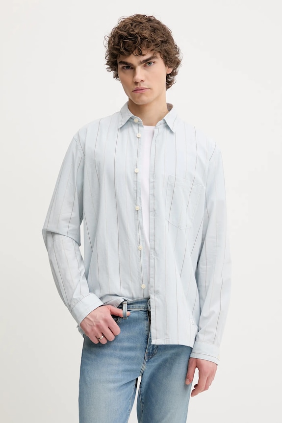 Marc O'Polo camicia in cotone lunga blu 5000005910