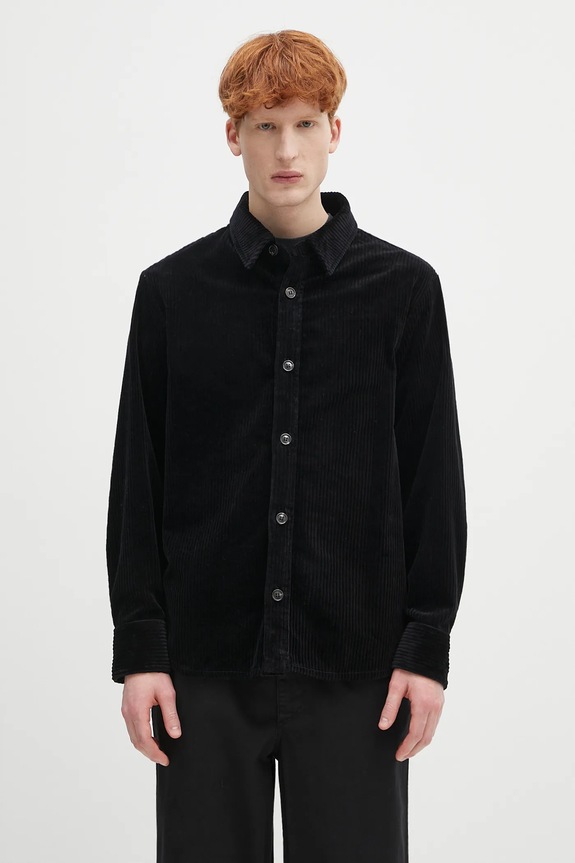 A.P.C. camicia in velluto a coste surchemise boris tessuto elasticizzato nero COHDW.H02811